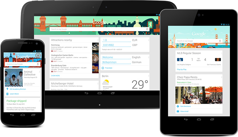 Google Now on Galaxy Nexus, Nexus 10 and Nexus 7